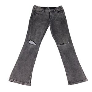 Express Skyscraper Jeans Distressed‎ Ripped Knee Slit Hem Gray Wash Size 14S